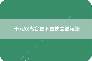 干式双离合要不要换变速箱油