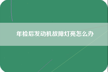 年检后发动机故障灯亮怎么办