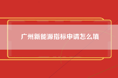 广州新能源指标申请怎么填