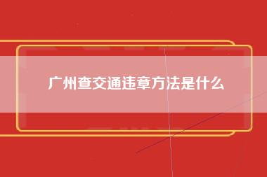 广州查交通违章方法是什么