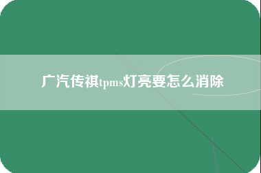 广汽传祺tpms灯亮要怎么消除