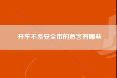 开车不系安全带的危害有哪些