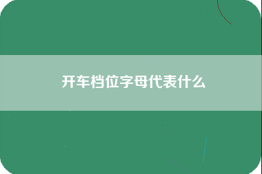 开车档位字母代表什么