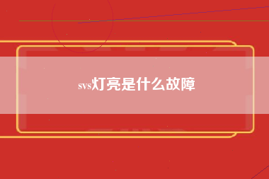 svs灯亮是什么故障