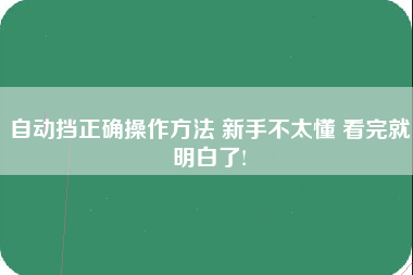 自动挡正确操作方法 新手不太懂 看完就明白了!