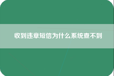 收到违章短信为什么系统查不到