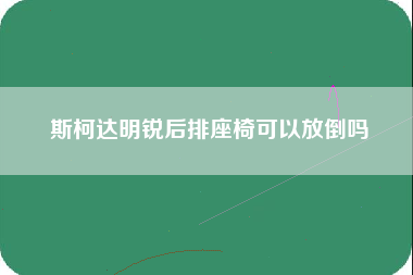 斯柯达明锐后排座椅可以放倒吗