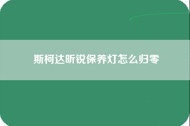 斯柯达昕锐保养灯怎么归零