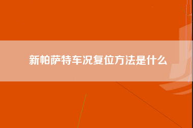 新帕萨特车况复位方法是什么