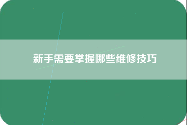 新手需要掌握哪些维修技巧